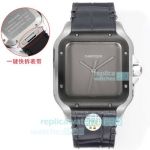 Swiss Copy THB Cartier Santos de Cartier Gray Dial Leather Strap Watch 